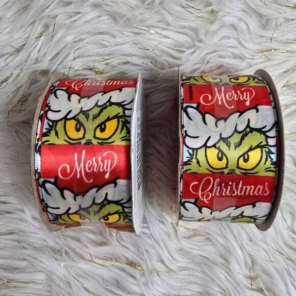 The GRINCH Christmas Ribbon Set of 2 Spools New Dr. Seuss, New - Picture 1 of 4